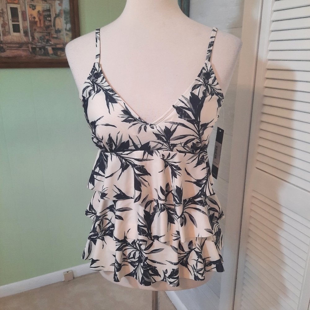 Nicole Miller three tier ruffle tankini swim top medium NWT *C1 - Picture 7 of 7